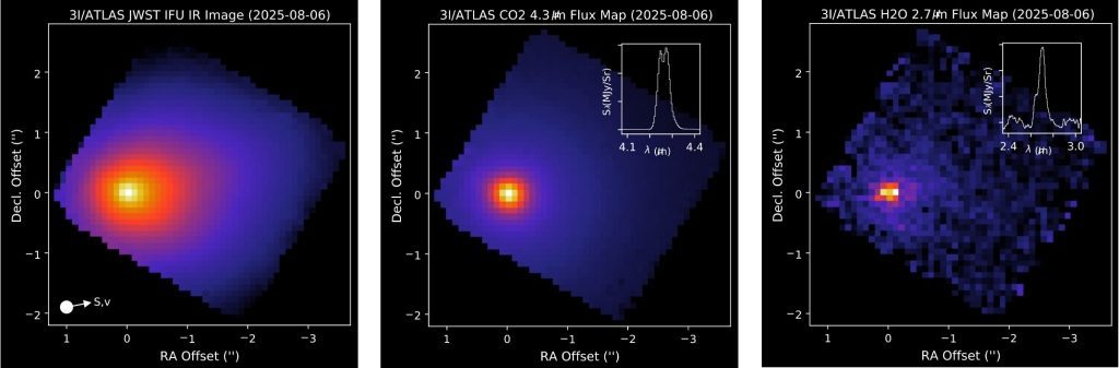 El Telescopio Espacial James Webb de la NASA observó el cometa interestelar 3I/ATLAS el 6 de agosto con su Espectrógrafo de Infrarrojo Cercano. Crédito: Telescopio espacial NASA/James Webb