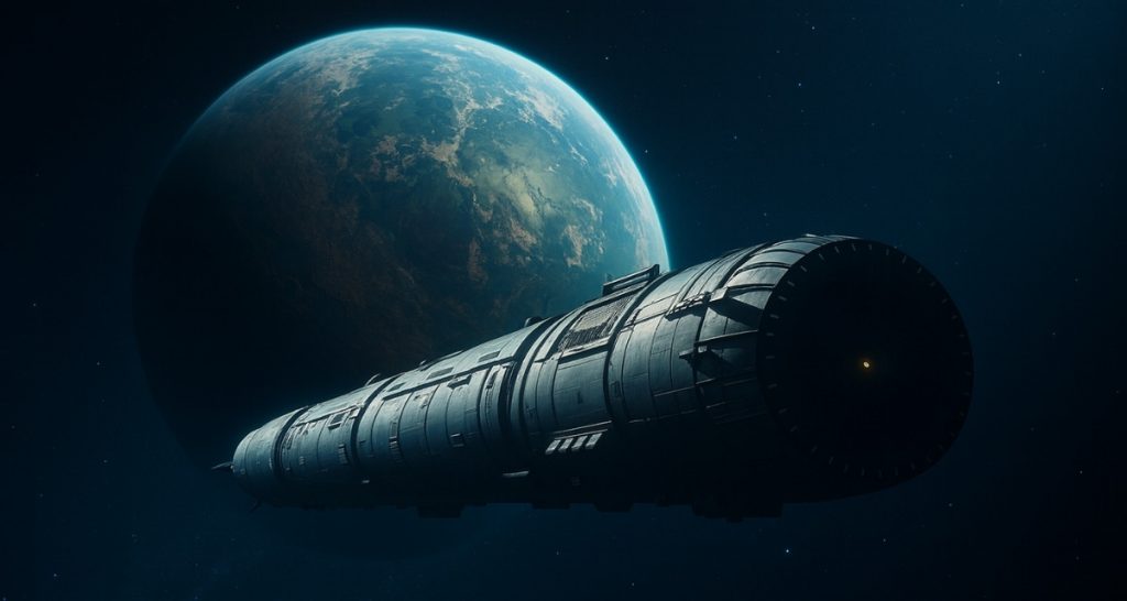 Proyecto Chrysalis: una nave de 58 km para llevarnos a otro sistema solar. En esta representación artística, la nave en la órbita de Próxima b.