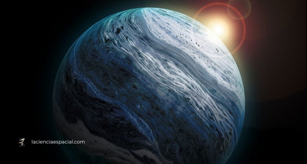 Representación artística de exoplaneta KELT-7b